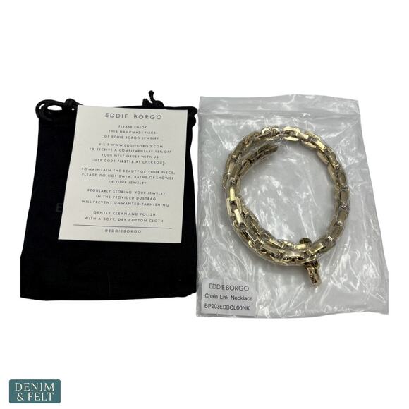 Eddie Borgo Supra Link Gold Chain Necklace 12K Finish Heritage Luxe Statement - Picture 7 of 16